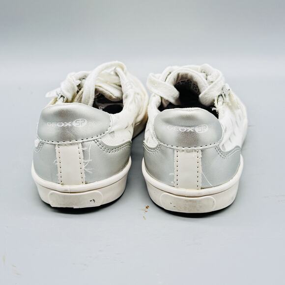 Geox Shoes Girls EU 30 US 12c White Silver Polka Dot Canvas Low Top Zip Sneakers - Picture 5 of 9